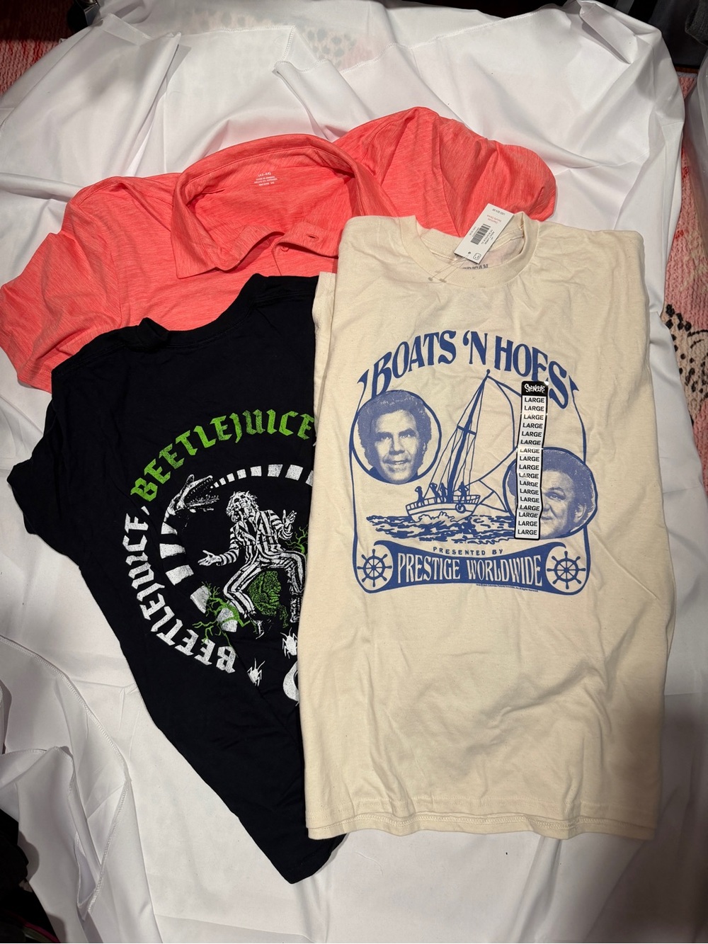 Boats 'N Hoes Graphic Tee + Beetlejuice & Coral polo Tops Bundle